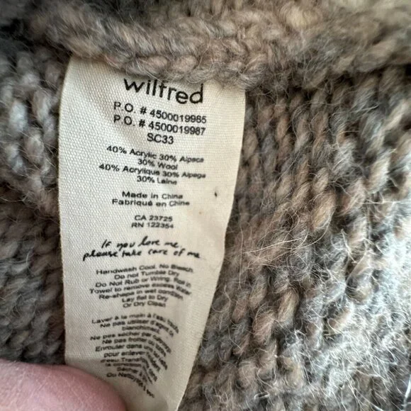 Wilfred Aritzia Alpaca blend Cowl Neck Oversized Ombre Beige Grey Sweater Small - Picture 6 of 9
